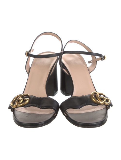 Gucci Double G Logo Leather Slingback Sandals