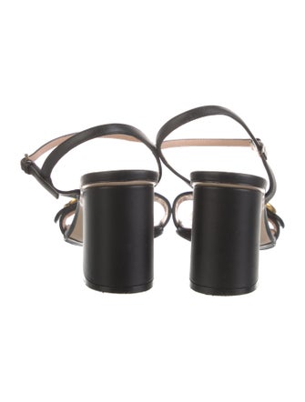 Gucci Double G Logo Leather Slingback Sandals