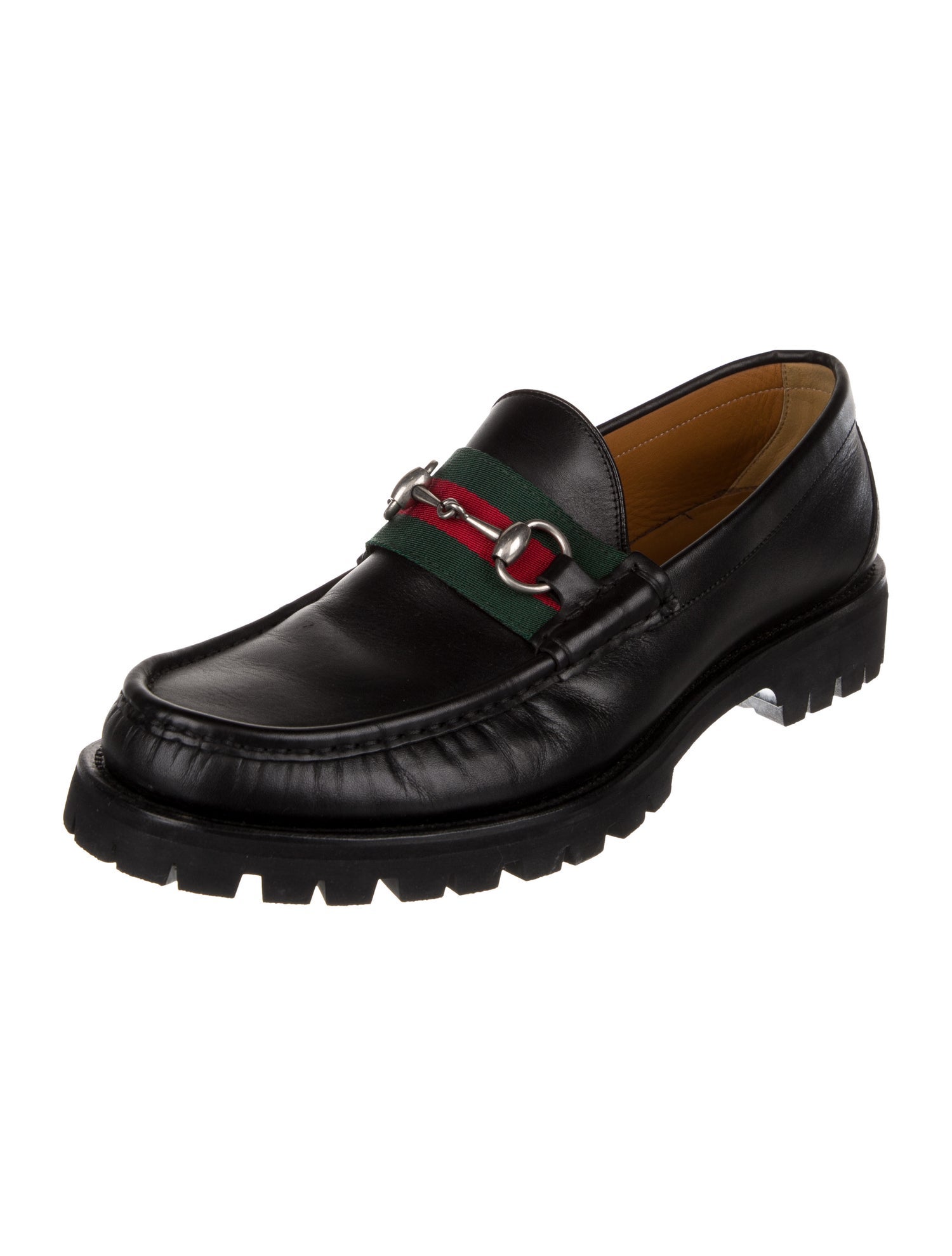 Gucci Web Accent Leather Dress Loafers