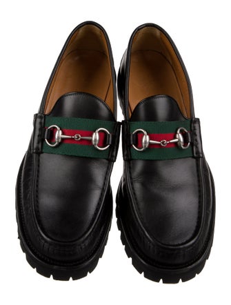 Gucci Web Accent Leather Dress Loafers