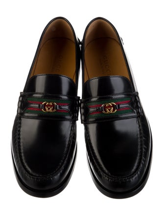 Gucci Web Accent Leather Dress Loafers
