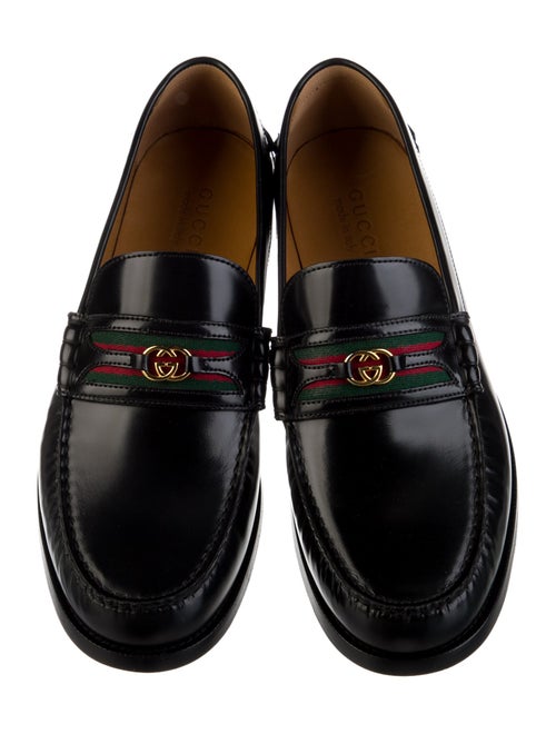 Gucci Web Accent Leather Dress Loafers