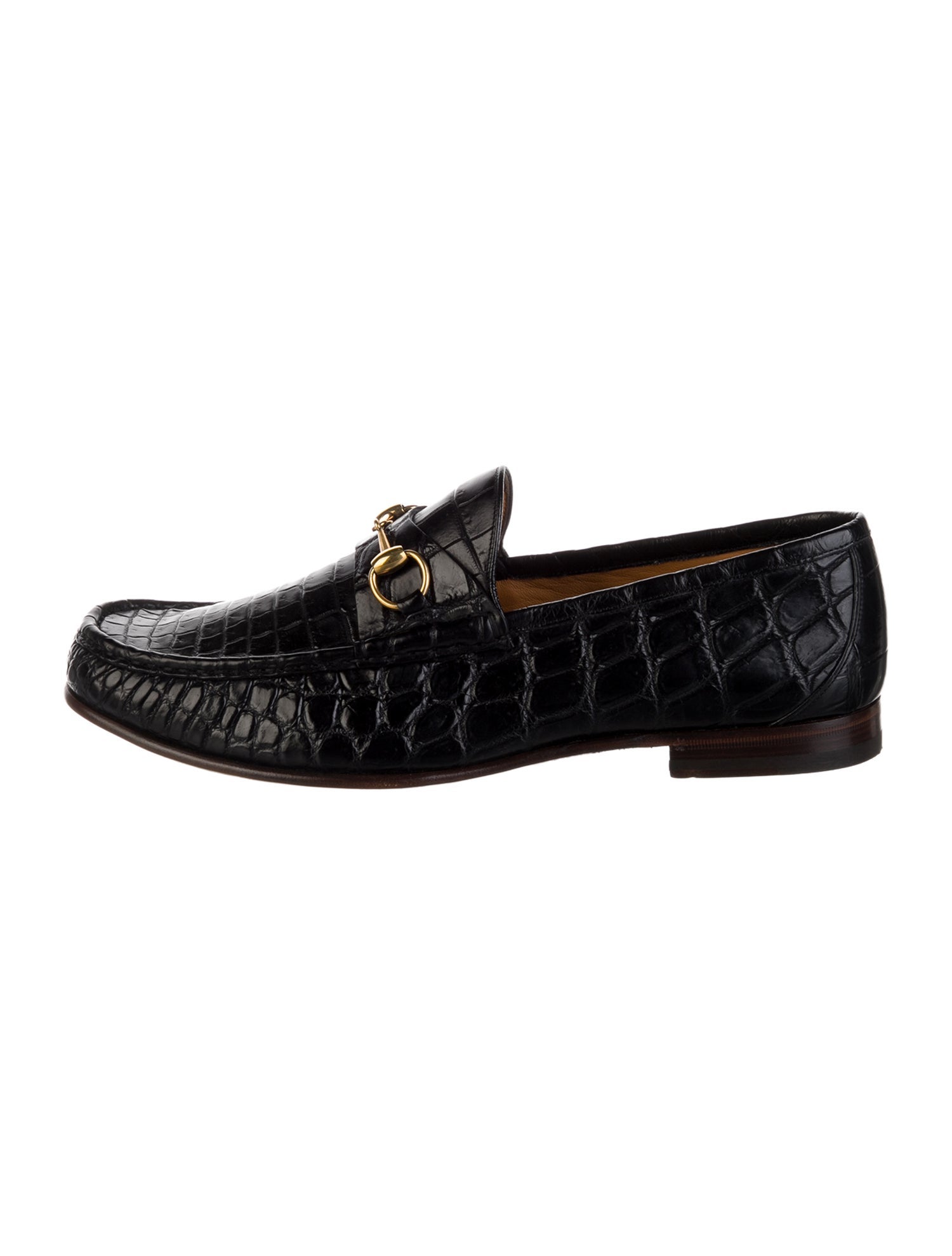 Gucci Horsebit Accent Crocodile Dress Loafers