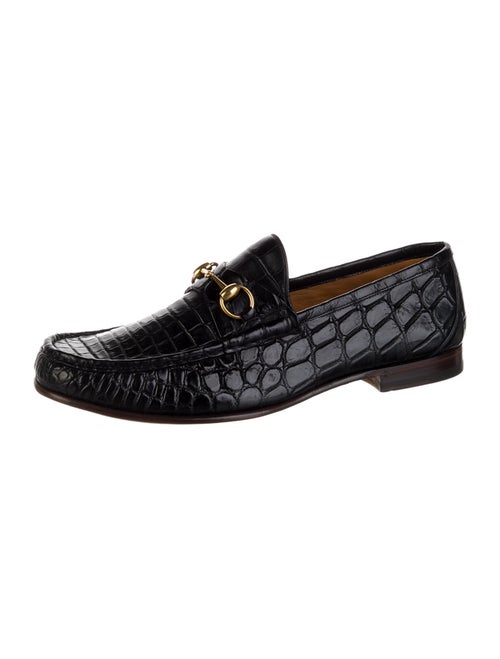 Gucci Horsebit Accent Crocodile Dress Loafers
