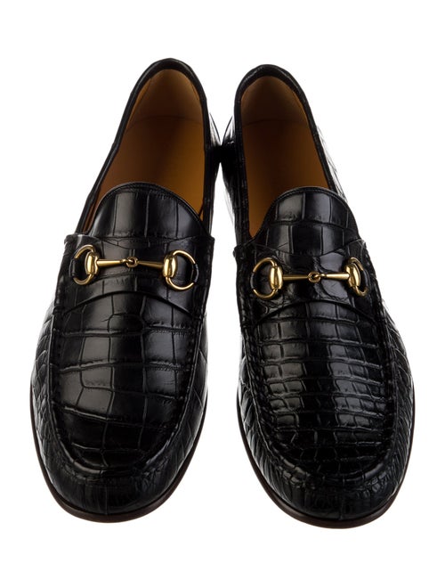 Gucci Horsebit Accent Crocodile Dress Loafers