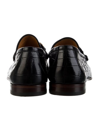 Gucci Horsebit Accent Crocodile Dress Loafers