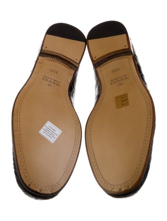 Gucci Horsebit Accent Crocodile Dress Loafers
