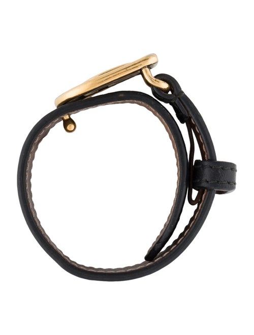 Gucci Leather Double G Wrap Bracelet
