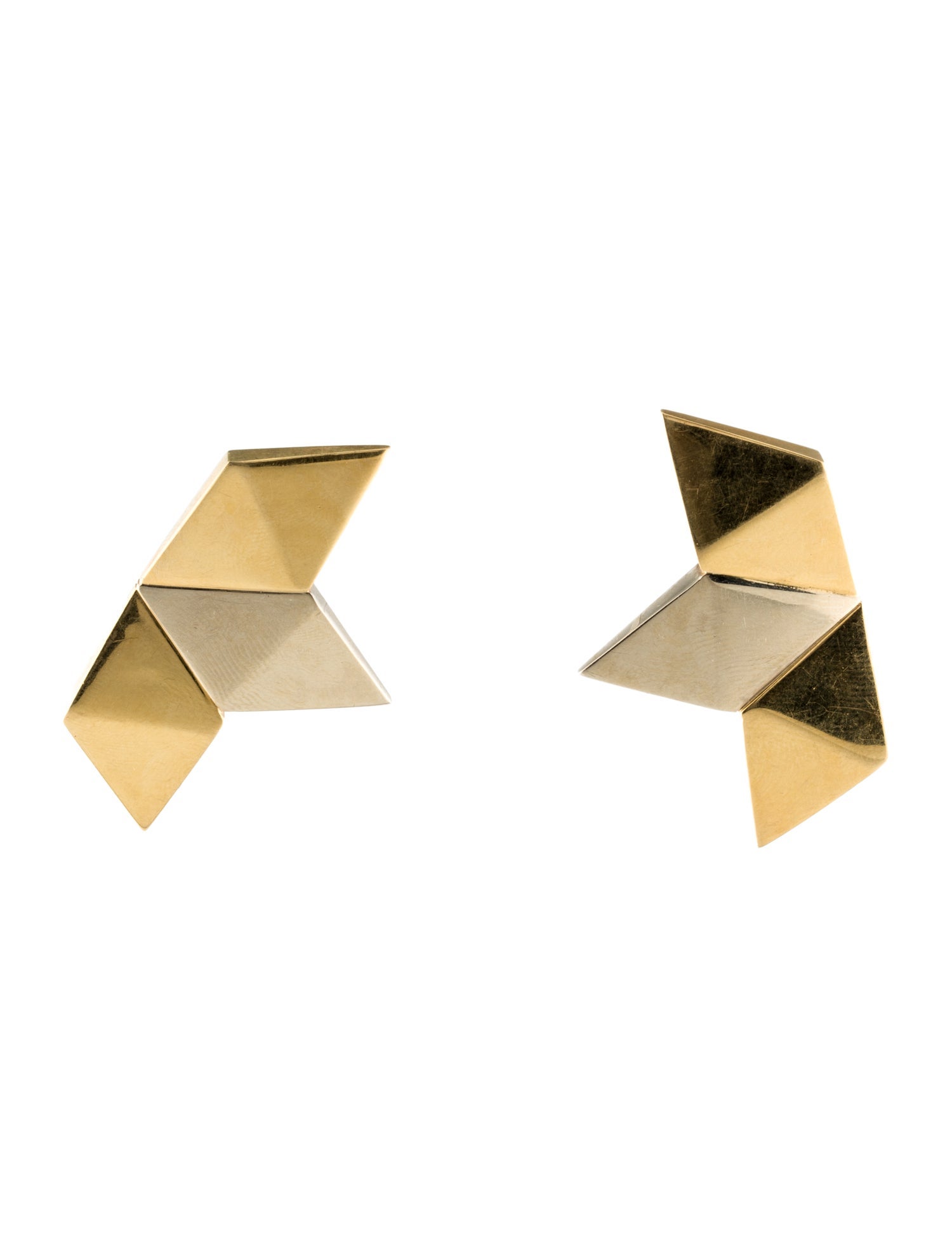 Gucci 18K Two-Tone Geometrical Earclip Earrings