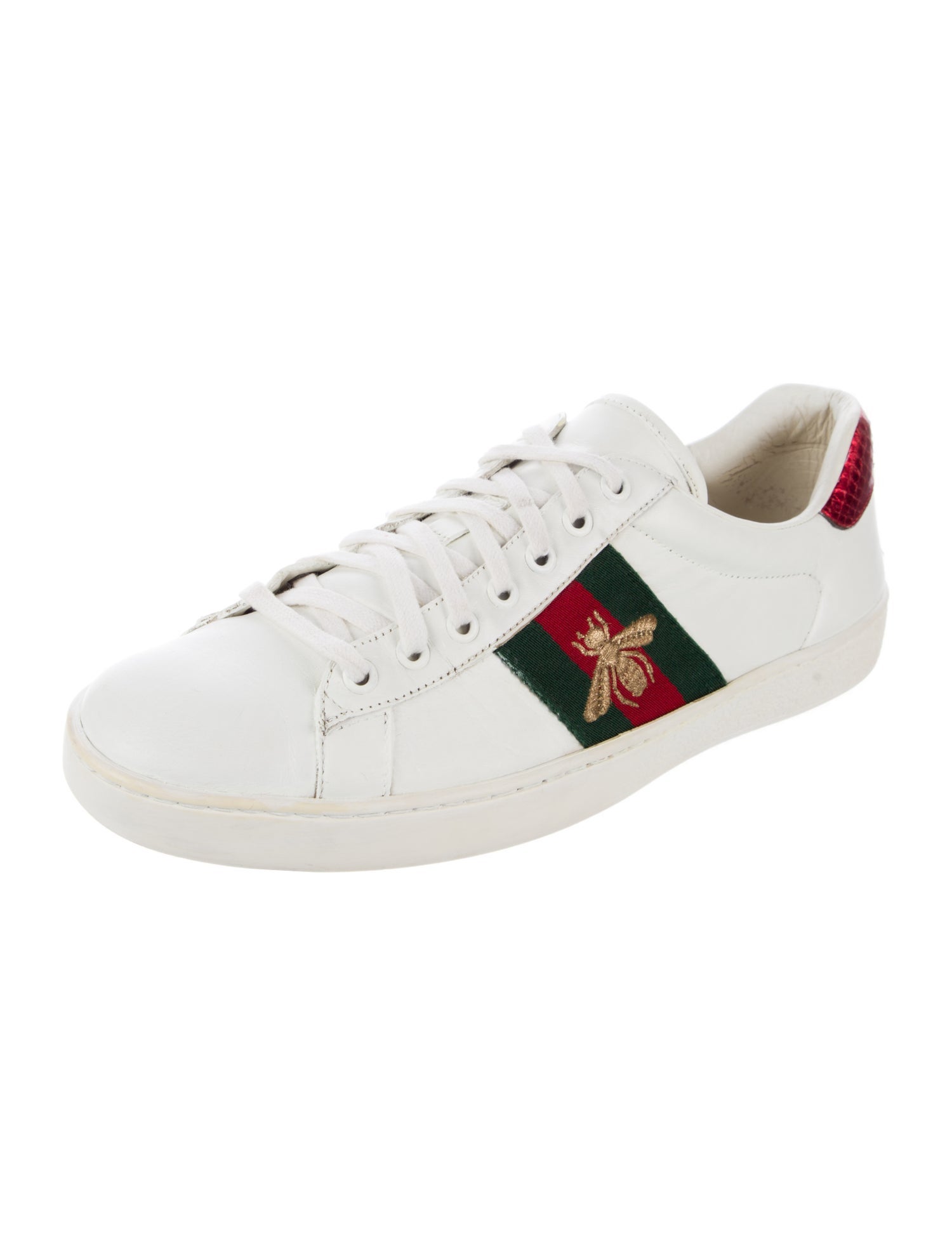 Gucci Web Accent Leather Sneakers