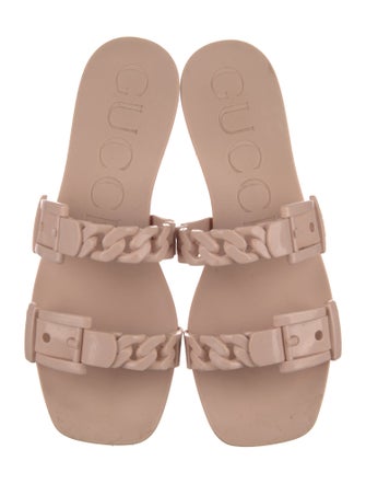 Gucci Rubber Chain-Link Accents Slides
