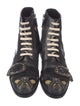 Gucci Bee Accent Leather Lace-Up Boots
