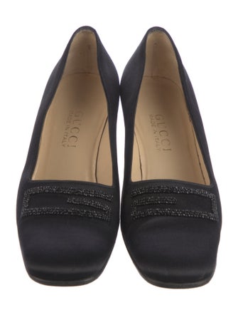 Gucci Satin Beaded Accents Pumps