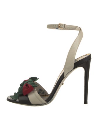 Gucci Web Accent Leather Sandals