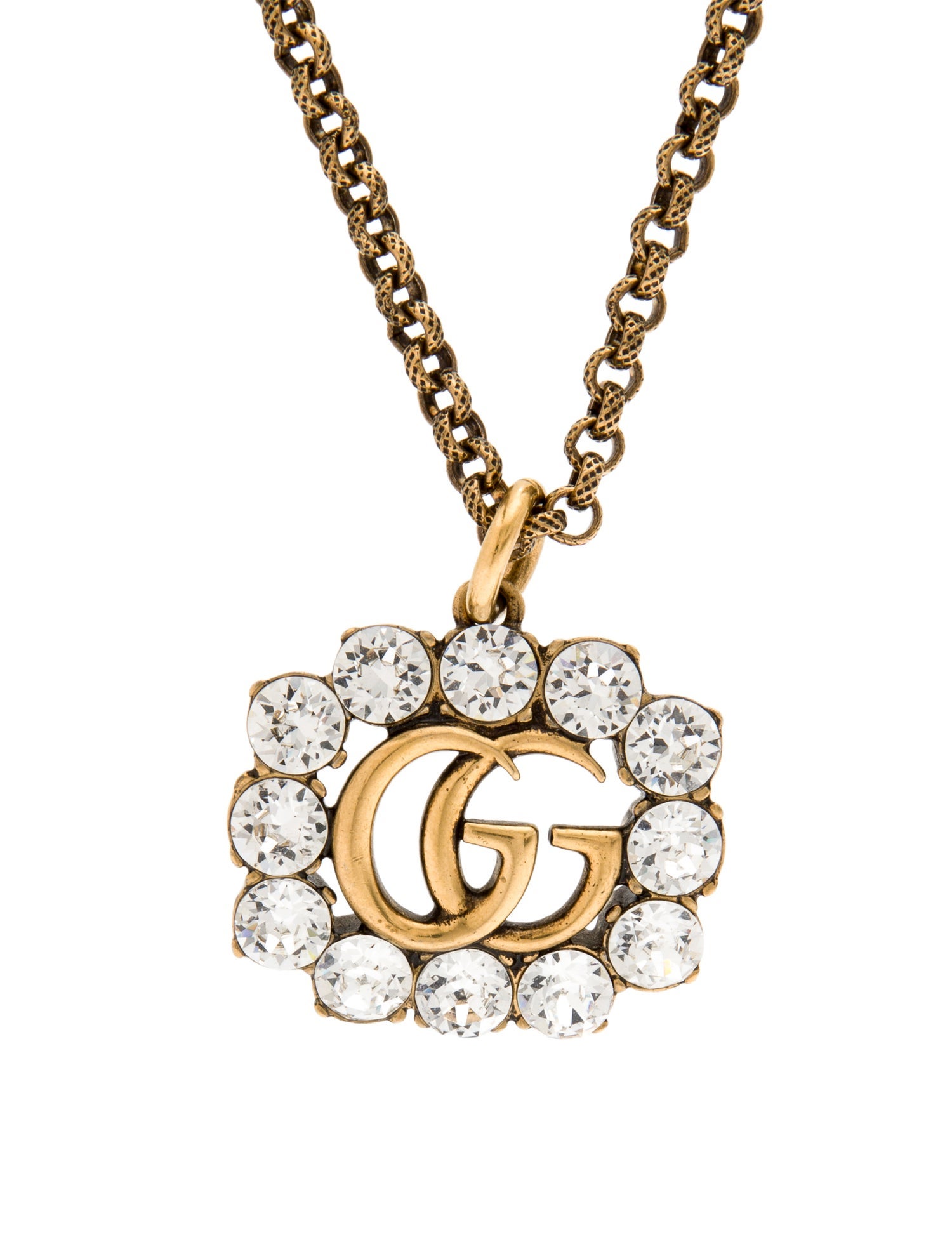 Gucci Crystal Double G Pendant Necklace