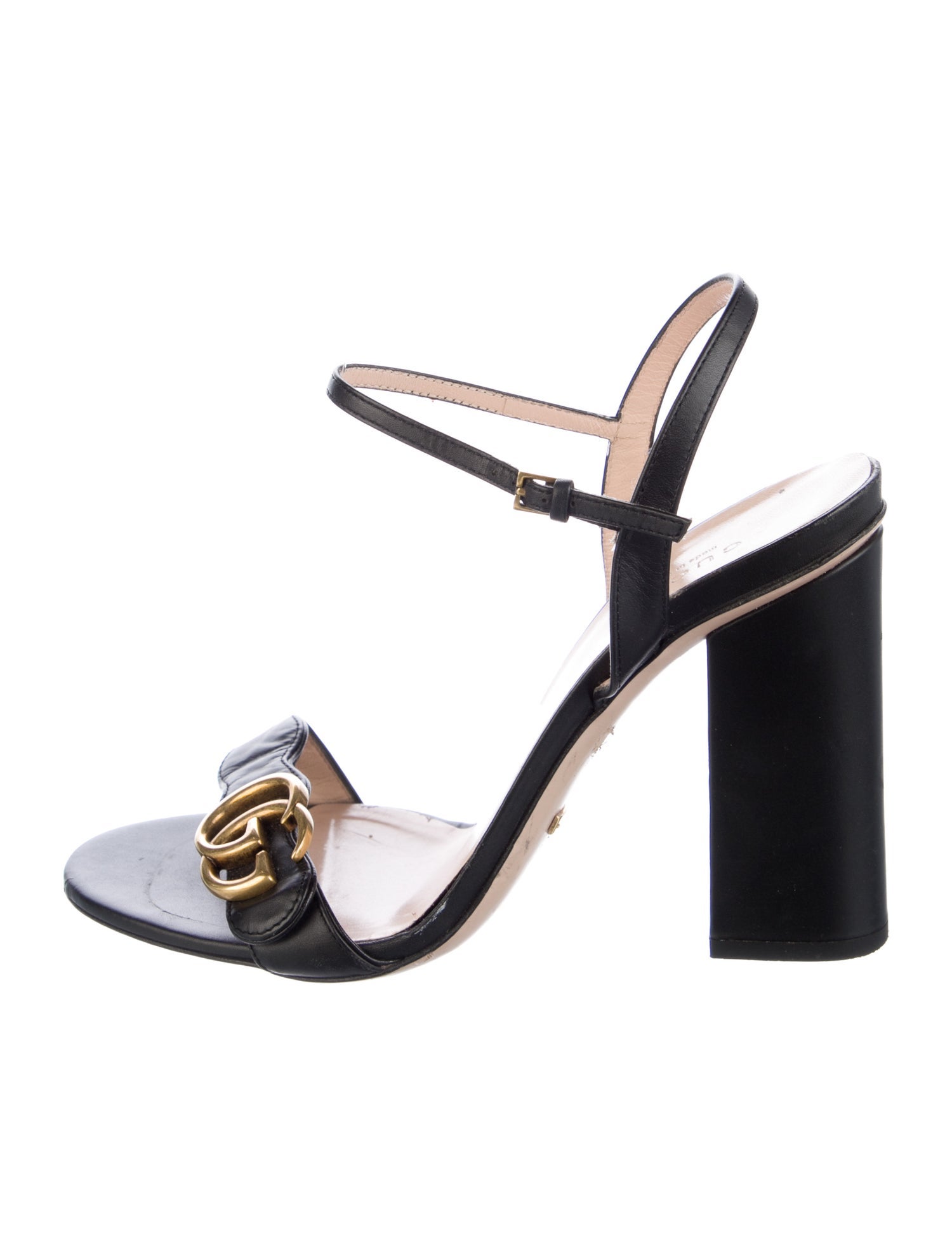 Gucci Double G Logo Leather Sandals