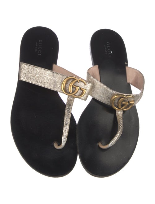 Gucci Double G Logo Leather Slides