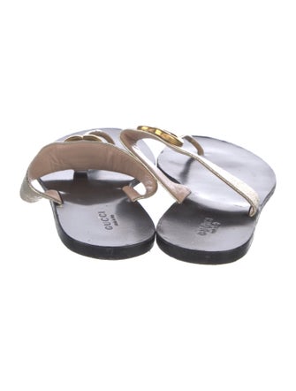 Gucci Double G Logo Leather Slides