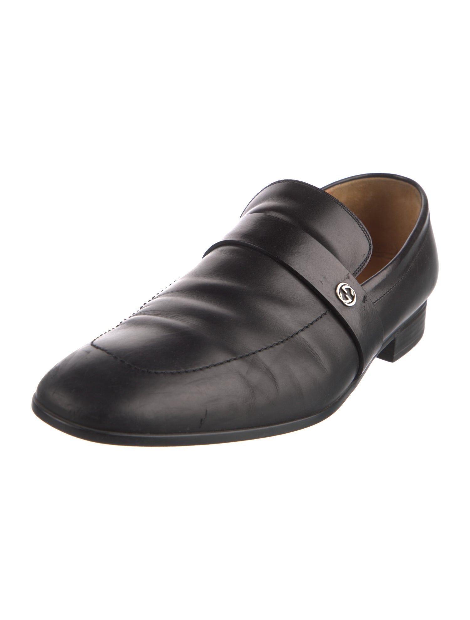Gucci Interlocking G Logo Leather Dress Loafers