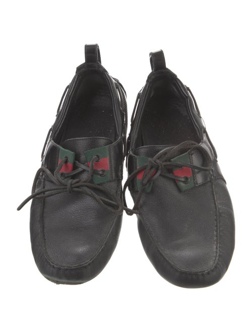 Gucci Web Accent Leather Boat Shoes