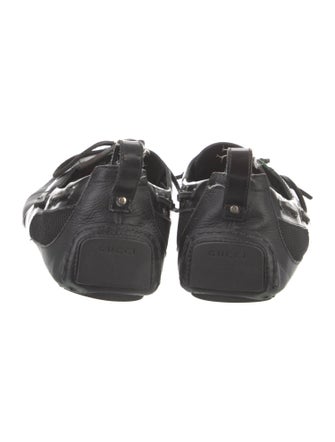 Gucci Web Accent Leather Boat Shoes