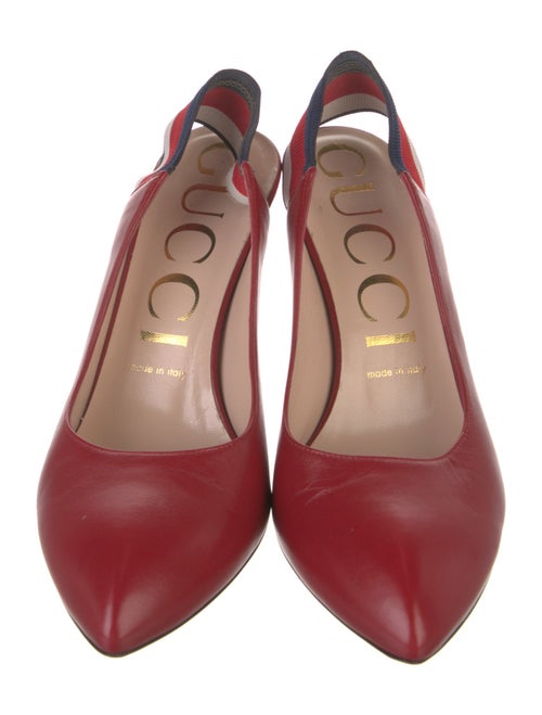 Gucci Sylvie Web Accent Leather Slingback Pumps