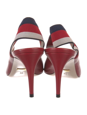 Gucci Sylvie Web Accent Leather Slingback Pumps