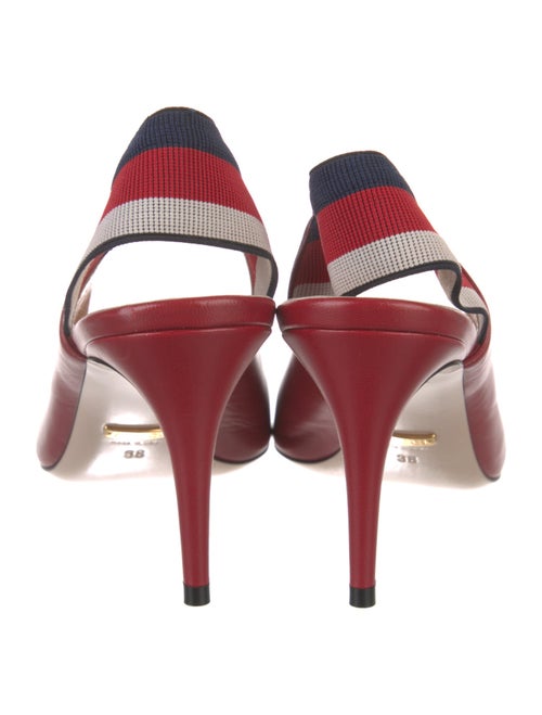 Gucci Sylvie Web Accent Leather Slingback Pumps