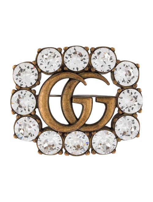 Gucci Crystal Double G Brooch