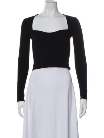 Gucci Square Neckline Long Sleeve Crop Top