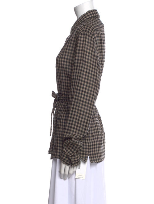 Gucci Wool Plaid Print Button-Up Top