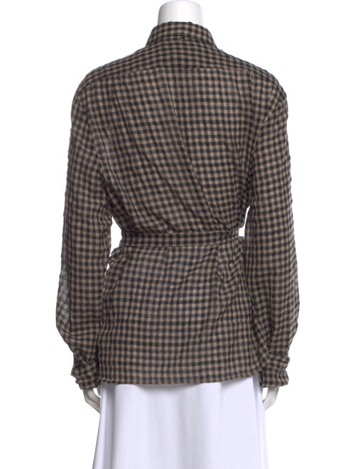 Gucci Wool Plaid Print Button-Up Top