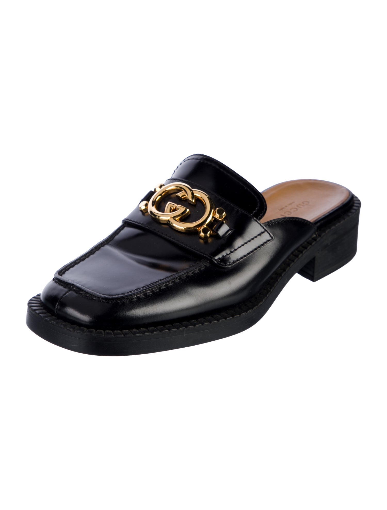 Gucci Interlocking G Logo Leather Mules