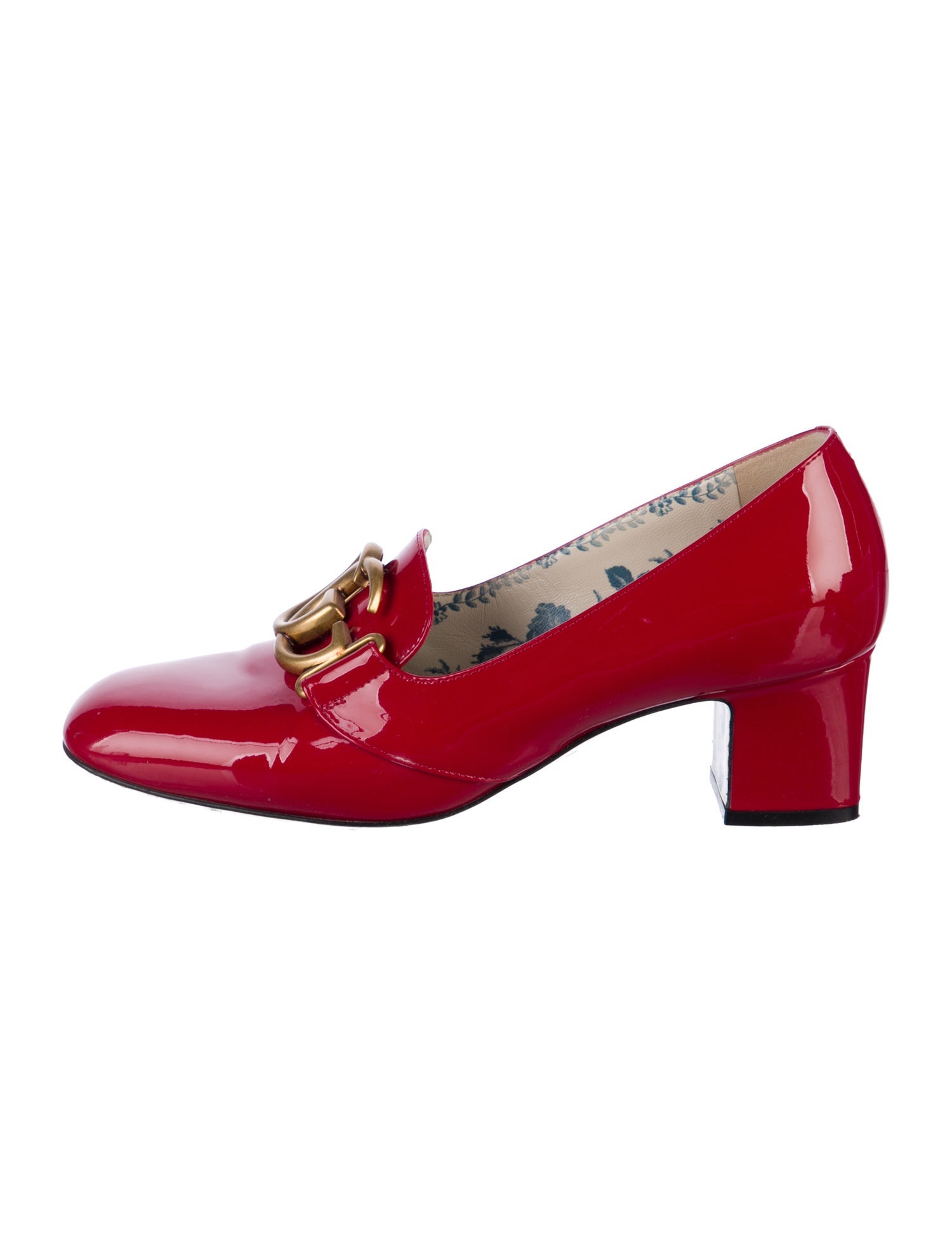 Gucci Double G Logo Patent Leather Pumps