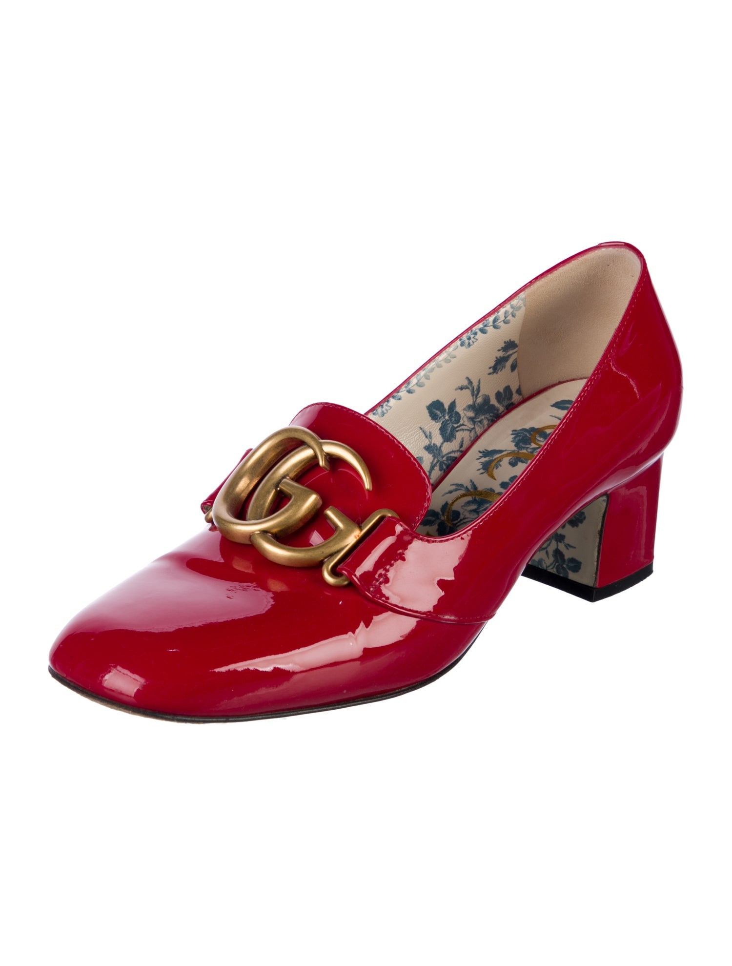 Gucci Double G Logo Patent Leather Pumps