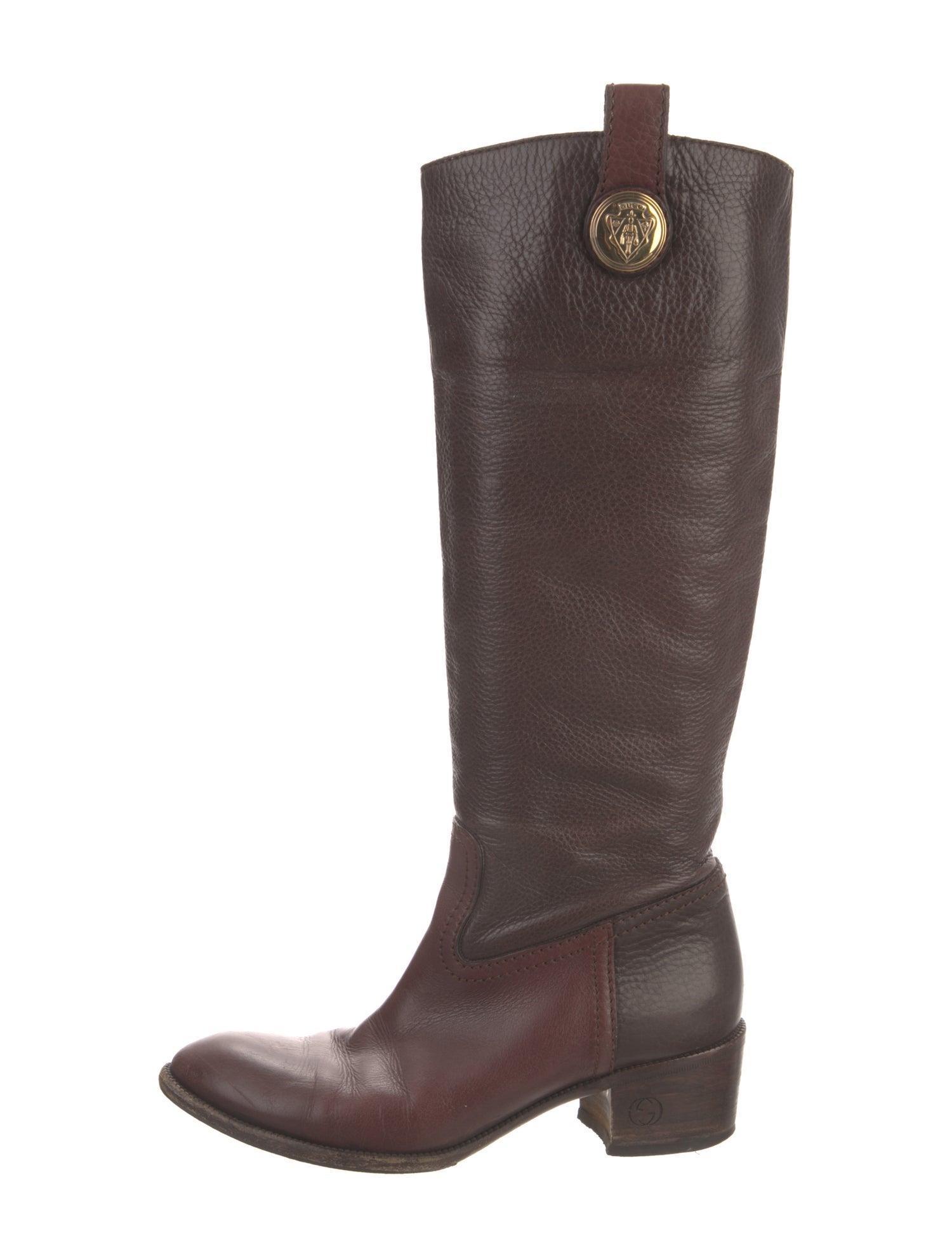 Gucci Interlocking G Logo Leather Riding Boots
