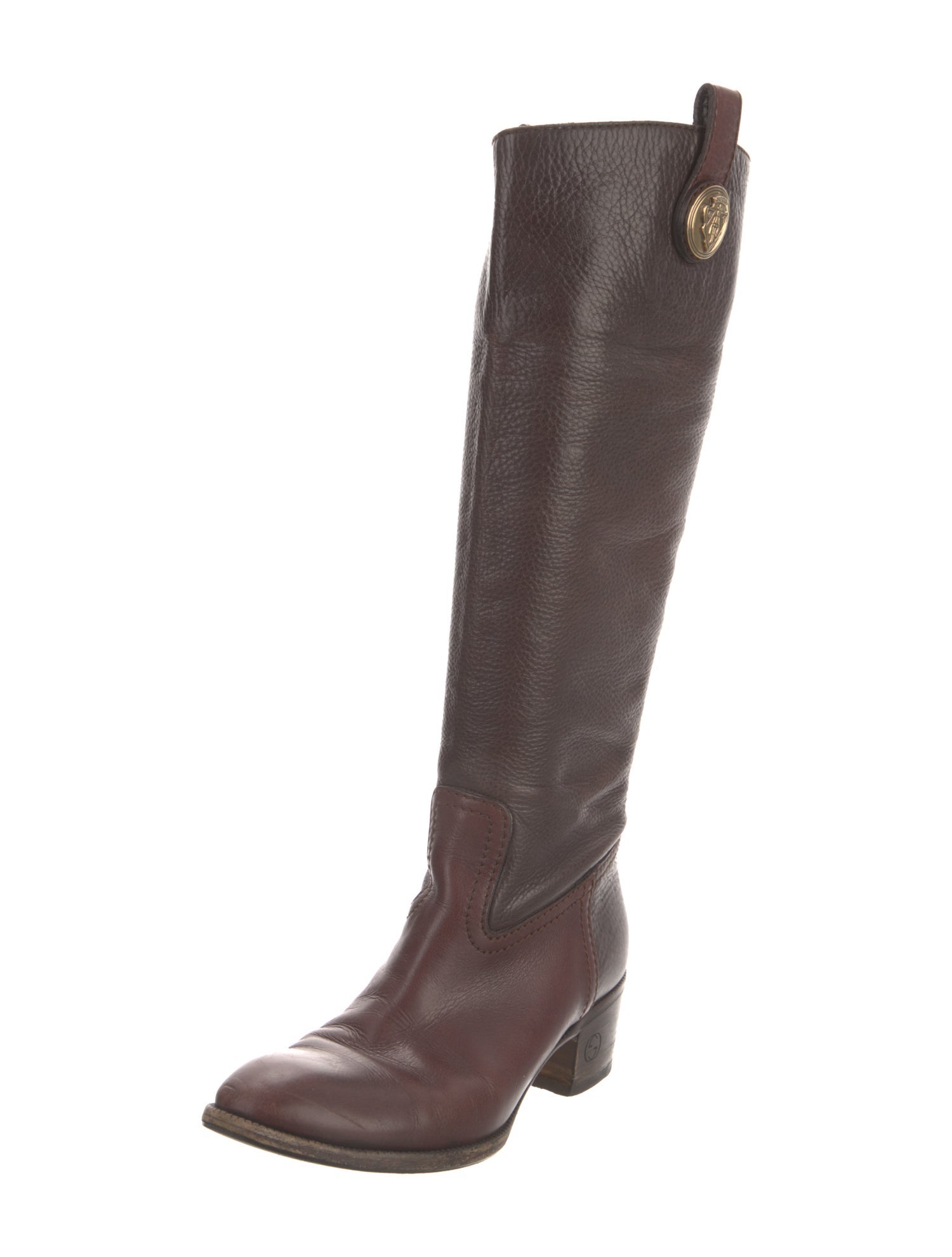 Gucci Interlocking G Logo Leather Riding Boots