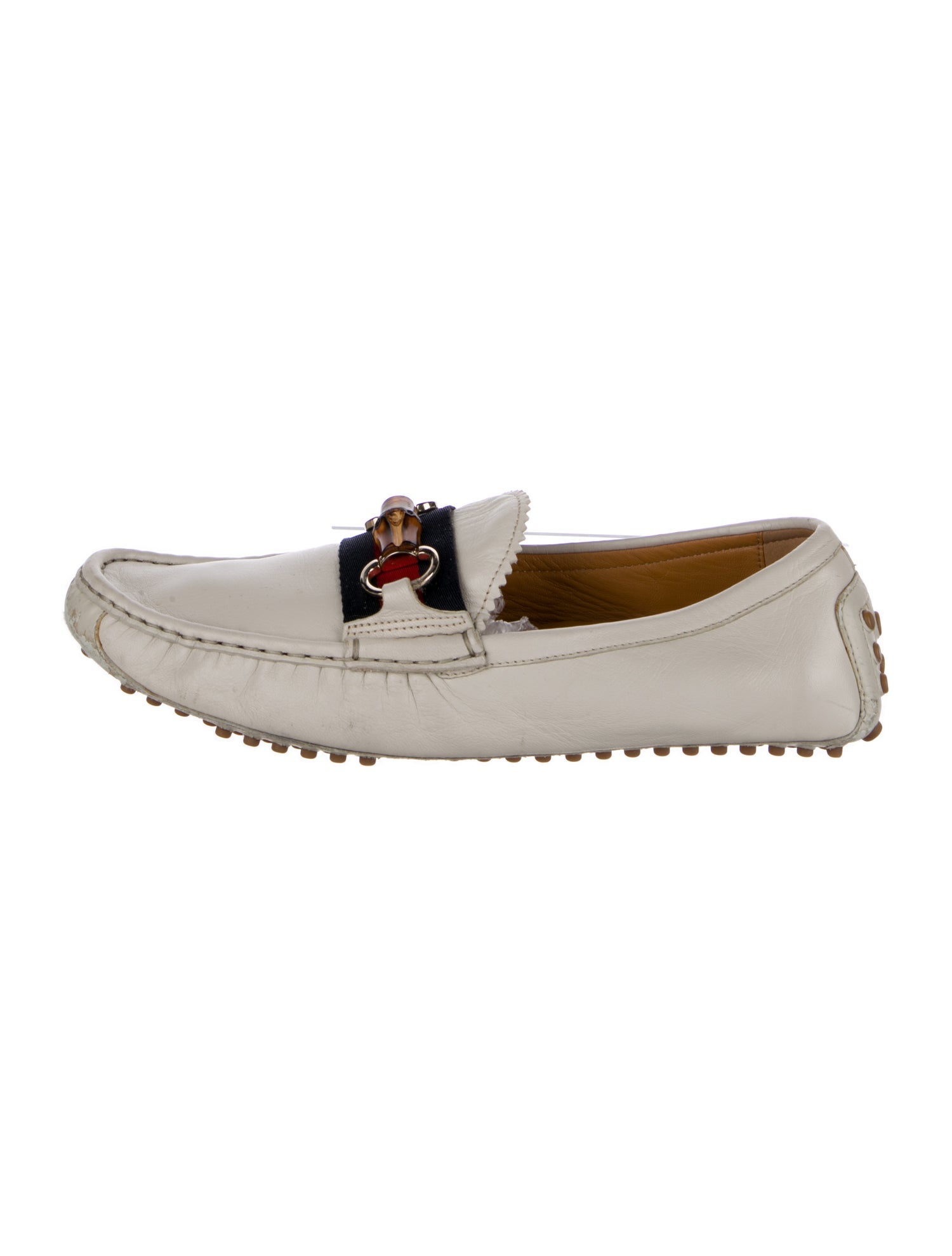 Gucci Web Accent Leather Loafers