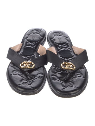Gucci Interlocking G Logo Leather Slides
