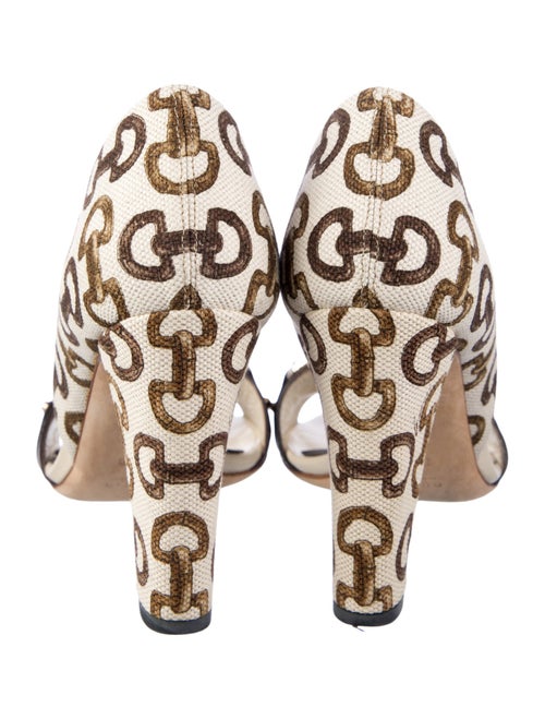 Gucci Horsebit Accent Canvas D'Orsay Pumps