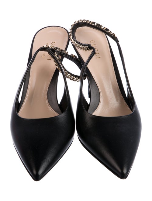 Gucci Interlocking G Logo Leather Slingback Pumps