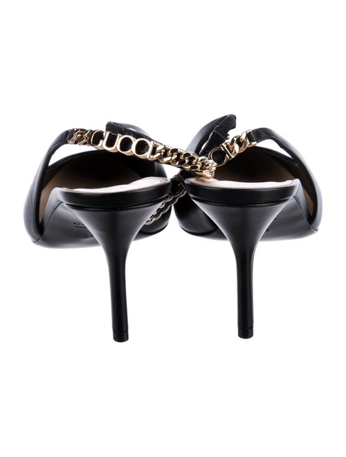 Gucci Interlocking G Logo Leather Slingback Pumps
