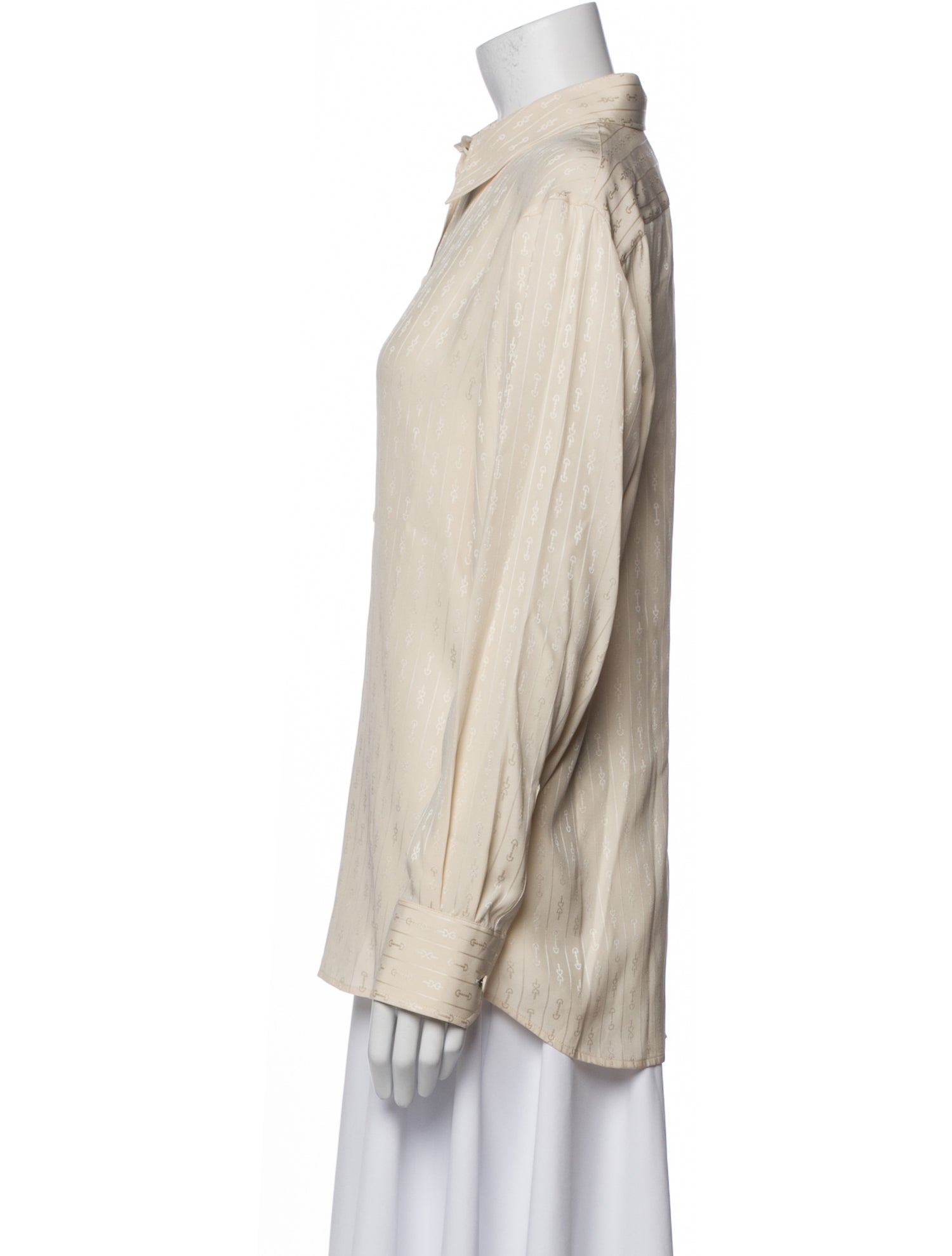 Gucci Silk Long Sleeve Button-Up Top
