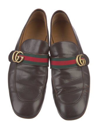 Gucci Web Accent Leather Dress Loafers