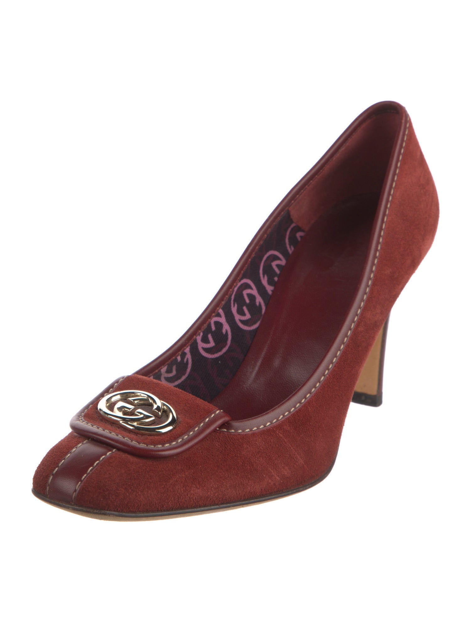 Gucci Web Accent Suede Pumps