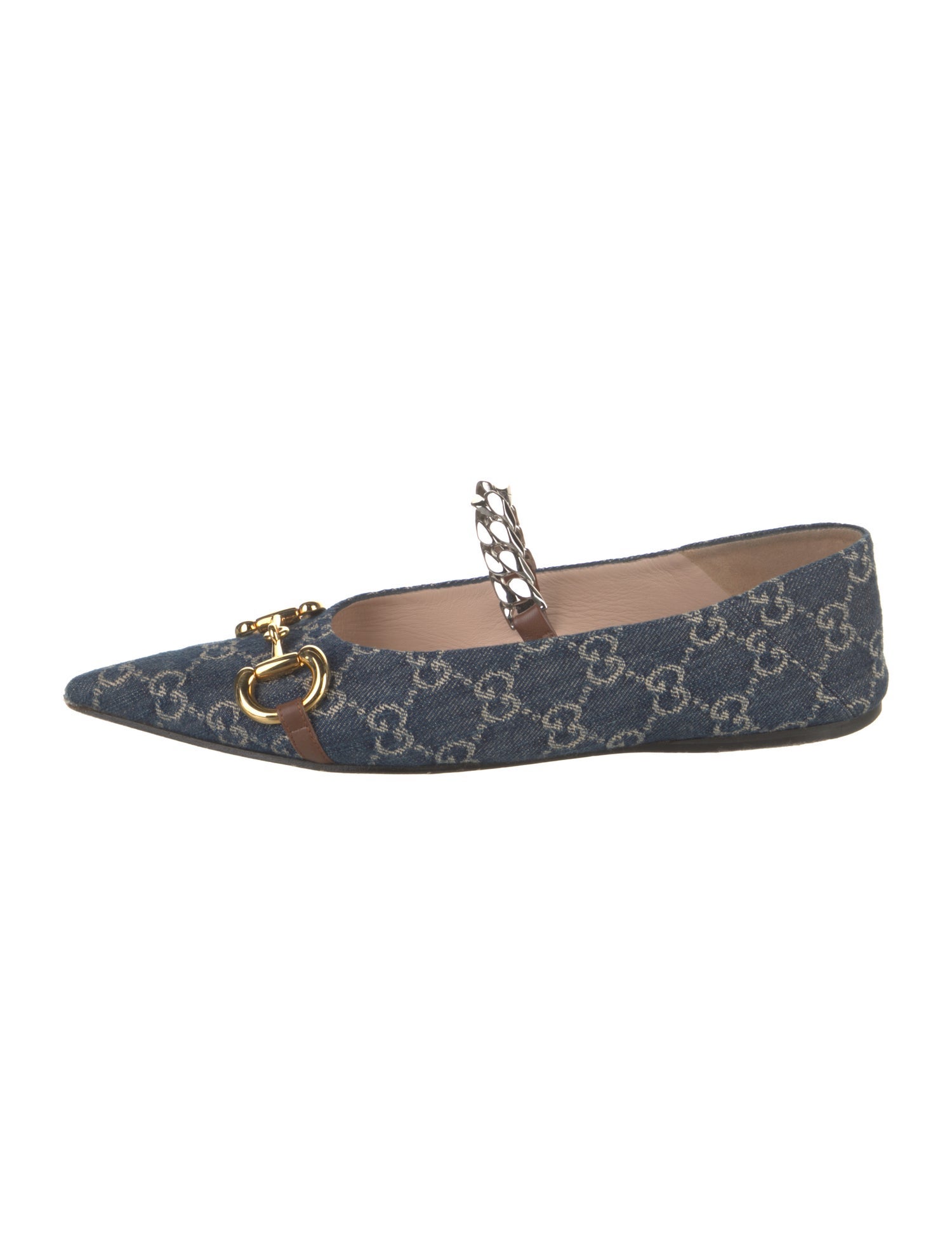 Gucci GG Canvas Denim Mary Jane Flats