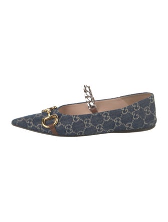 Gucci GG Canvas Denim Mary Jane Flats