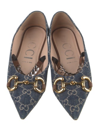 Gucci GG Canvas Denim Mary Jane Flats