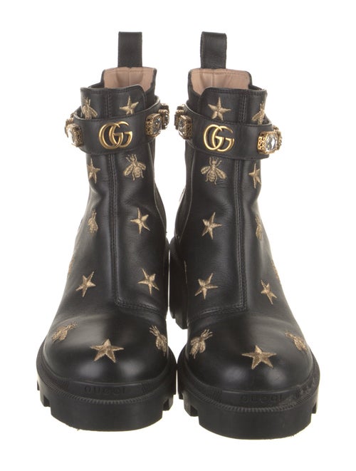 Gucci Double G Logo Leather Combat Boots