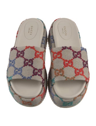 Gucci Canvas Printed Slides